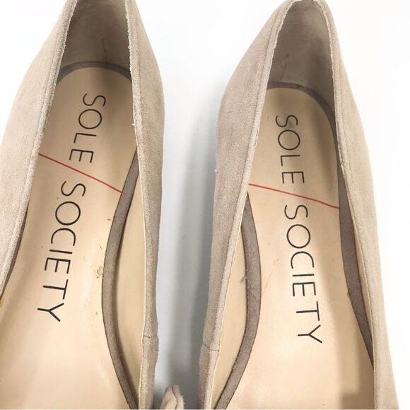 Sole Society KAMBER Tan Suede Leather Ruffle Pointed Toe Slip On Ballet Flat NEW - Picture 5 of 16
